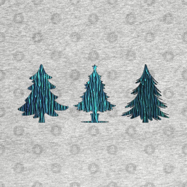 Three cool textured teal Christmas trees (Happy Holidays!) by F-for-Fab